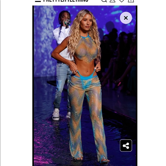 Turquoise Diamante Beach Flares. Set - Picture 1 of 10